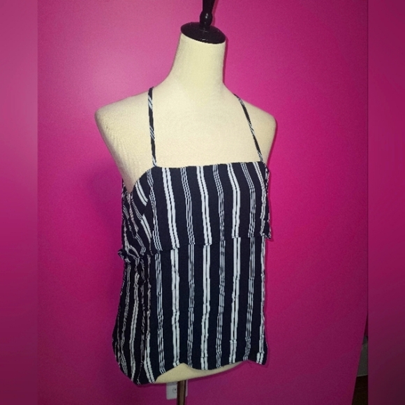Saks Fifth Avenue ladies Striped Criss Cross Camisole Blouse (Size Large) - Picture 1 of 9